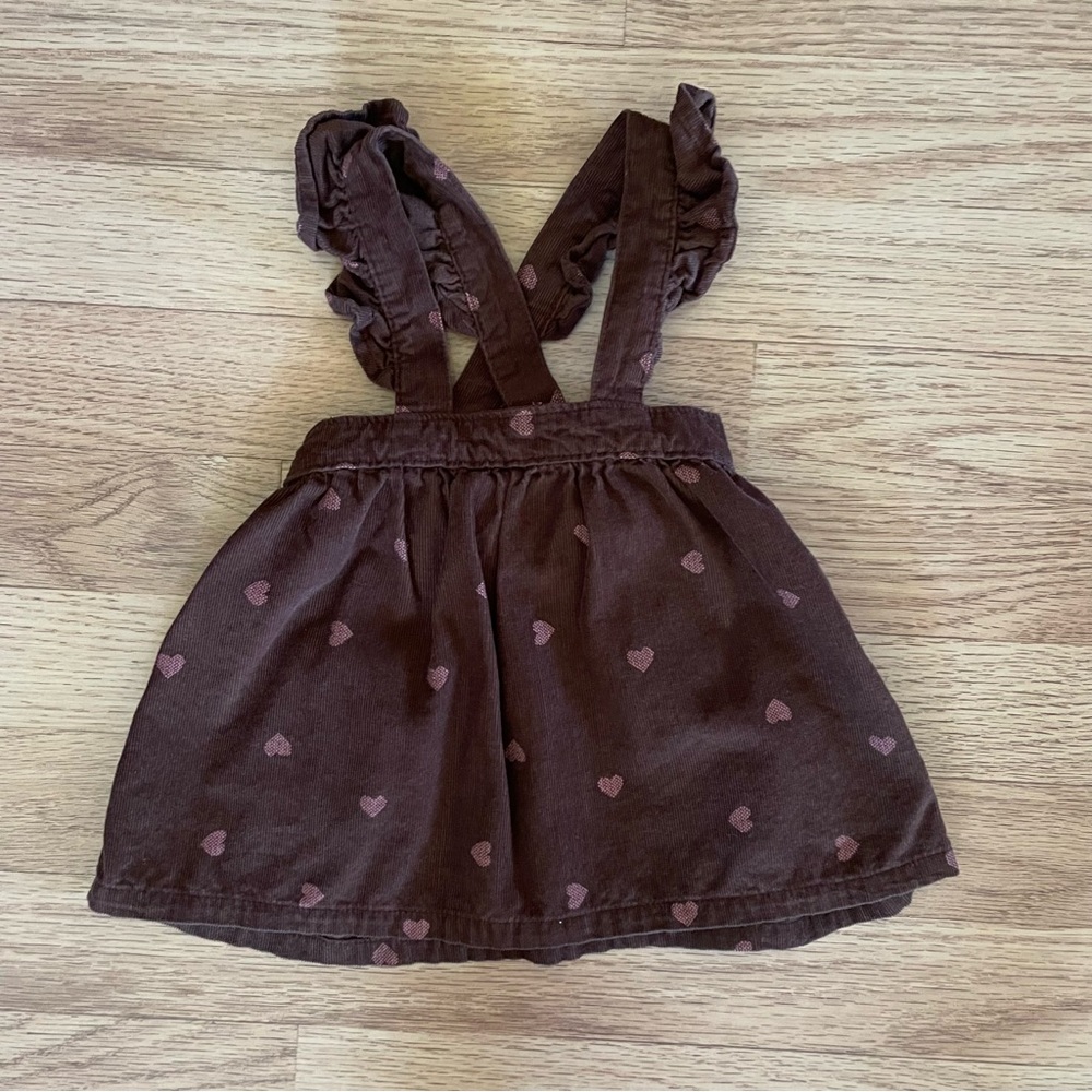 Brown Corduroy Dress with Heart Pattern 6m